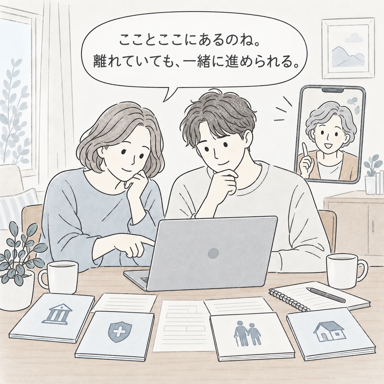 離れていても大切な人同士で確認や手続きを進める場面